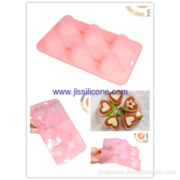 4 Cup Heart Shaped Silicone Bakeware Silicone Cake Baking Molds 